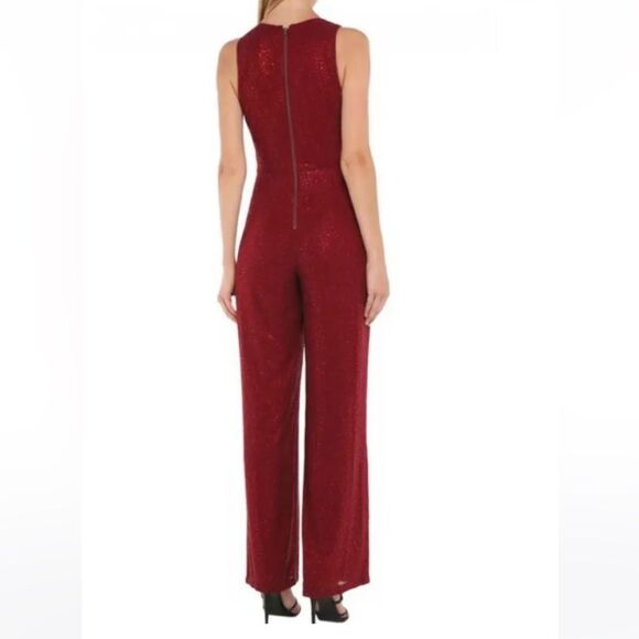Alice + Olivia  jumpsuit Womens Size 6 Red Wine Sleeveless Pants Straight - Picture 3 of 16